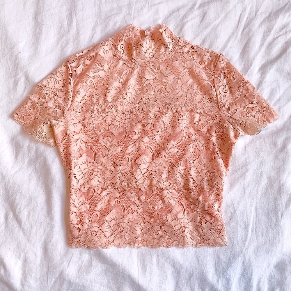 GUESS High-neck Floral/Lace Shirts
